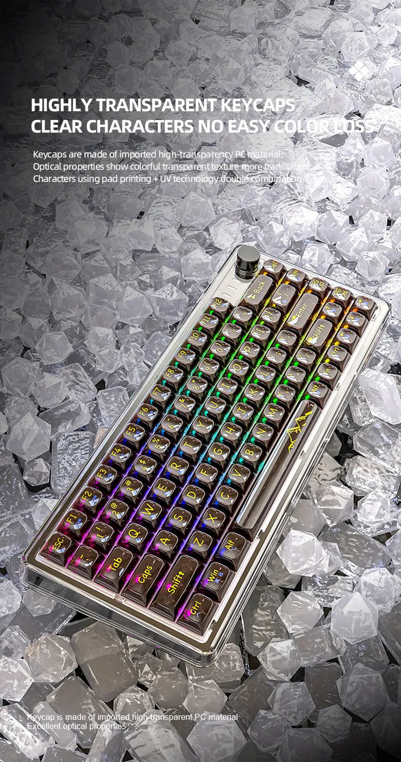 Attack Shark K75 RGB wireless mechanical keyboard with transparent case and RGB lighting