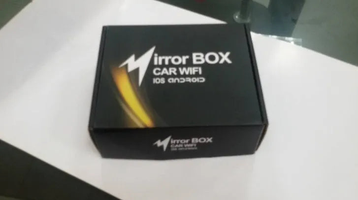 Black car mirror link box Wi-Fi converter with cables for smartphone screen mirroring to car player