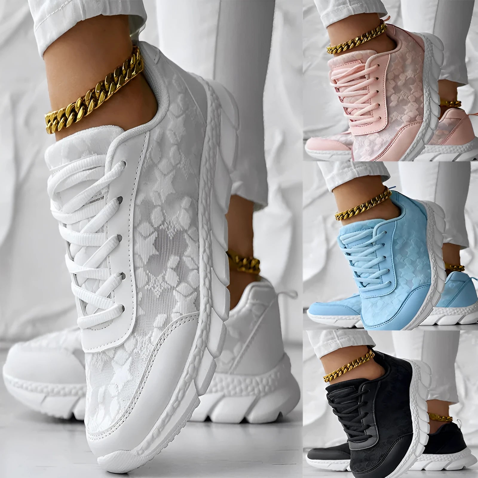 Women's canvas sports shoes in white colour showing flat heel design and round toe shape