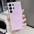 Macaron Color Series magnetic phone case for Samsung in magnetic purple with carrying strap, soft shell design
