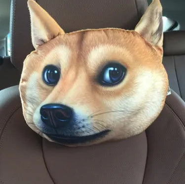 Cat lovers oblong car headrest pillow with cartoon cat print and removable cover for seat support