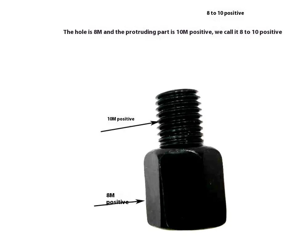 Iron motorcycle rearview mirror connecting screw with 8 to 10 positive thread for secure mirror mounting
