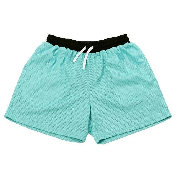Man wearing black mesh quick-drying shorts for running or fitness training.