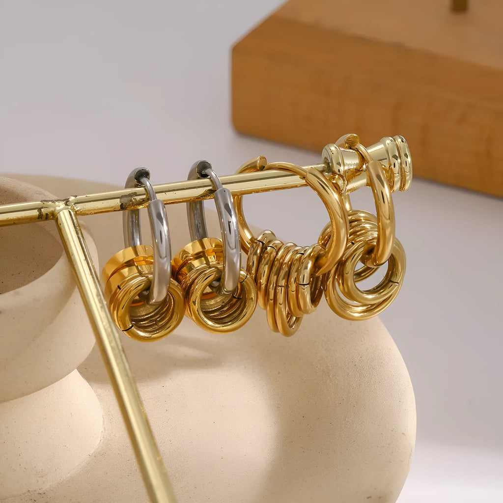 Stainless steel electroplated earrings in JDE2405019 colour matching unisex ins style jewellery