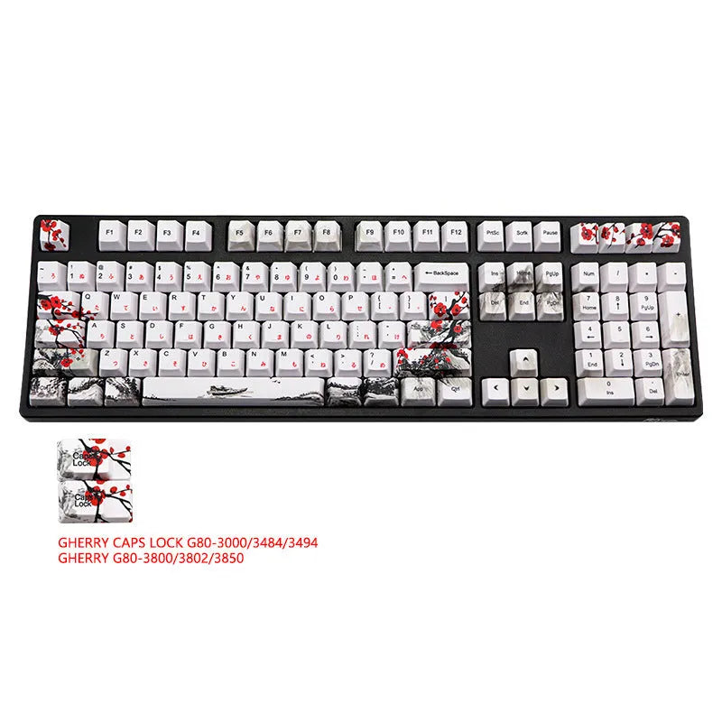 PBT Wangjiang plum blossom theme mechanical keyboard keycap set with 109 keys in OEM height profile