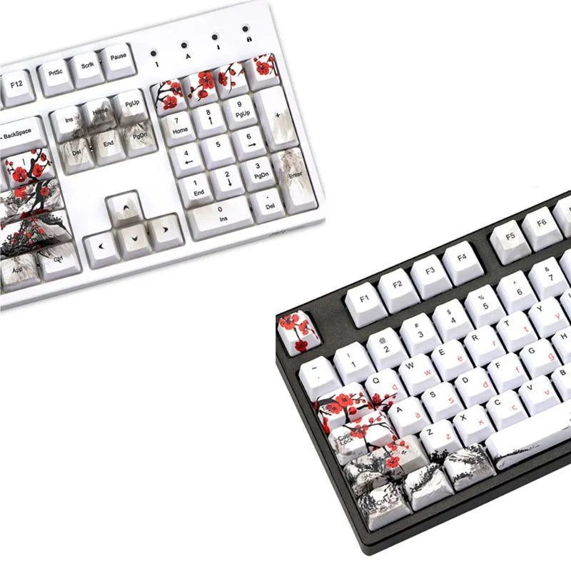 PBT Wangjiang plum blossom theme mechanical keyboard keycap set with 109 keys in OEM height profile