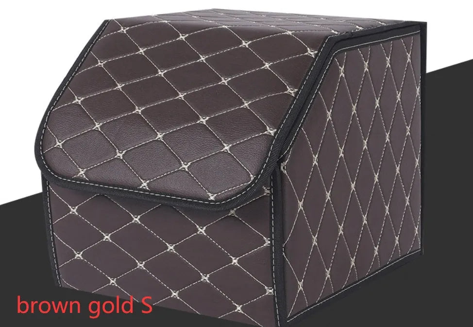 Leather car organiser storage box in Black, size Large 30x30x55cm on car back seat
