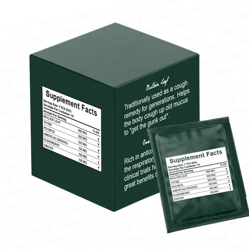 Box of sugar free hairy flower tea bags containing 15 packs for household use