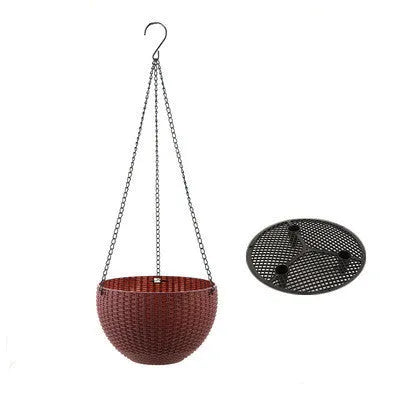 Hanging basket planter with inner tank measuring 210mm diameter with 450mm chain in choice of seven colours