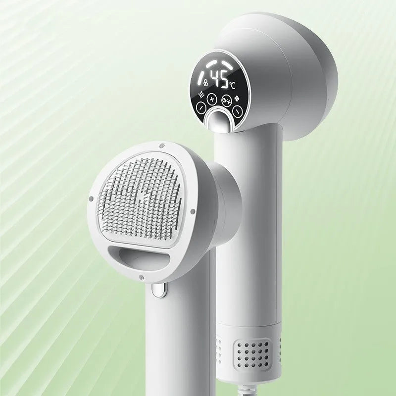 Smart pet hair dryer in white with blow and comb function for dog cat grooming