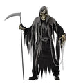 Halloween adult performance costume set with ghost headgear robe belt and ghost gloves