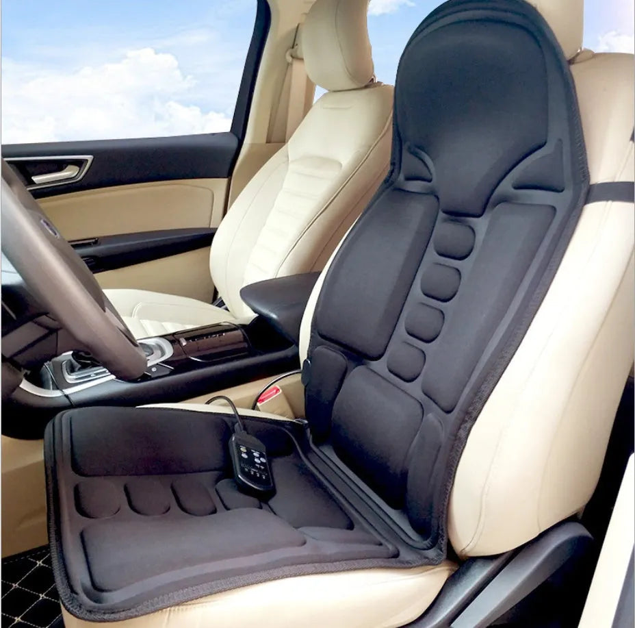 Multi-function folding massage pad for car and home with heat, 8 modes, and hand controller