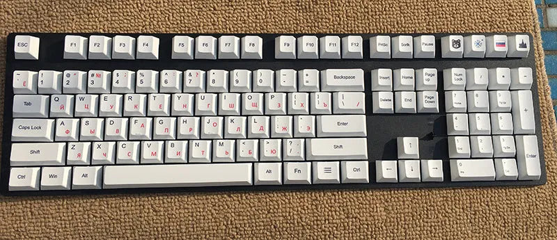 Japanese Russian Korean PBT sublimation keycaps for mechanical keyboards with five-sided space bar