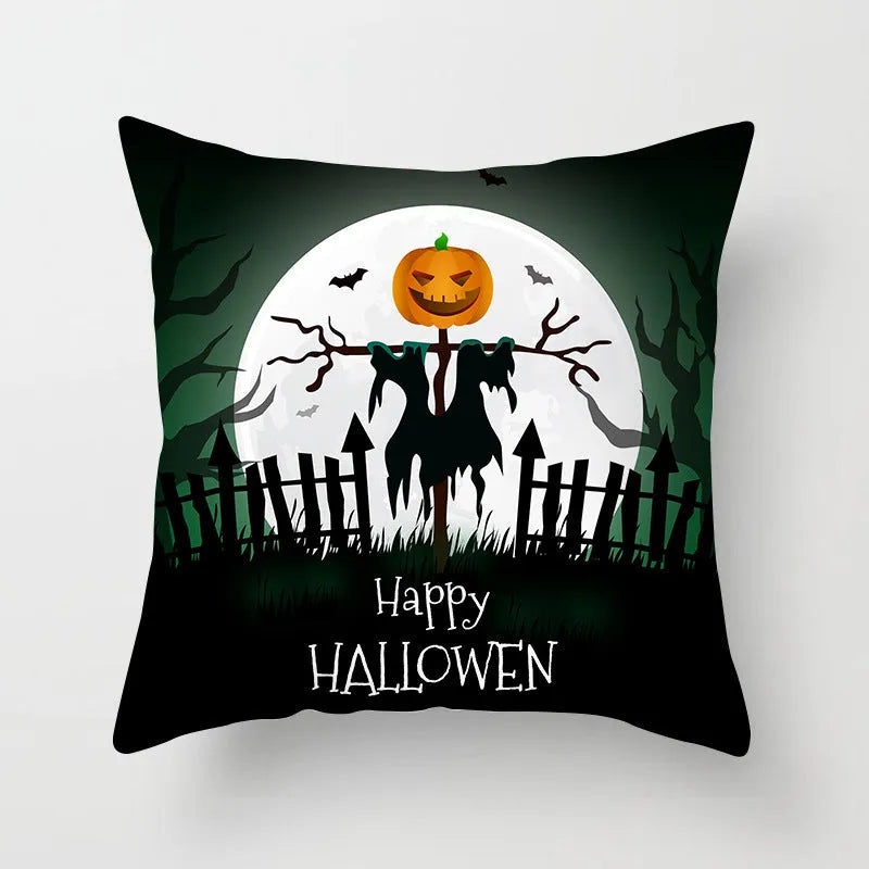 Halloween pillowcase 45x45cm in peach skin fabric with modern simple square design for living room cushion