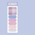 Set of colourful sticky note memo pads in eight designs including plaid and solid colours.