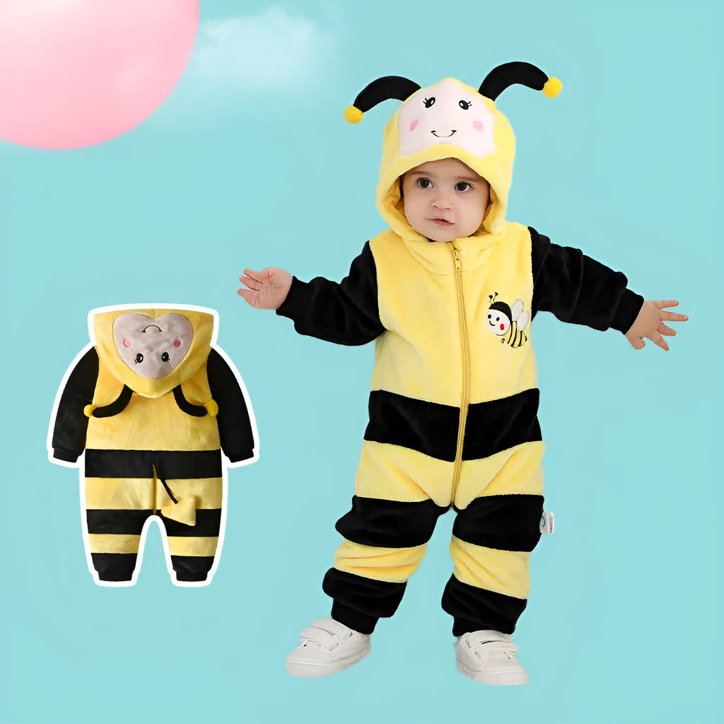 Children's cartoon long sleeve acetate fibre romper in DD6185 Yellow with single-layer construction
