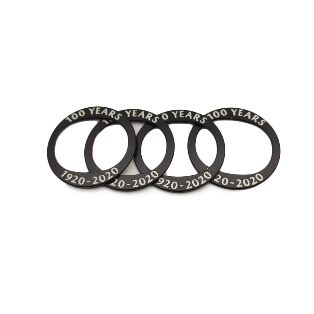 Aluminium alloy 100th anniversary car modification sticker for Mazda in red or black colour