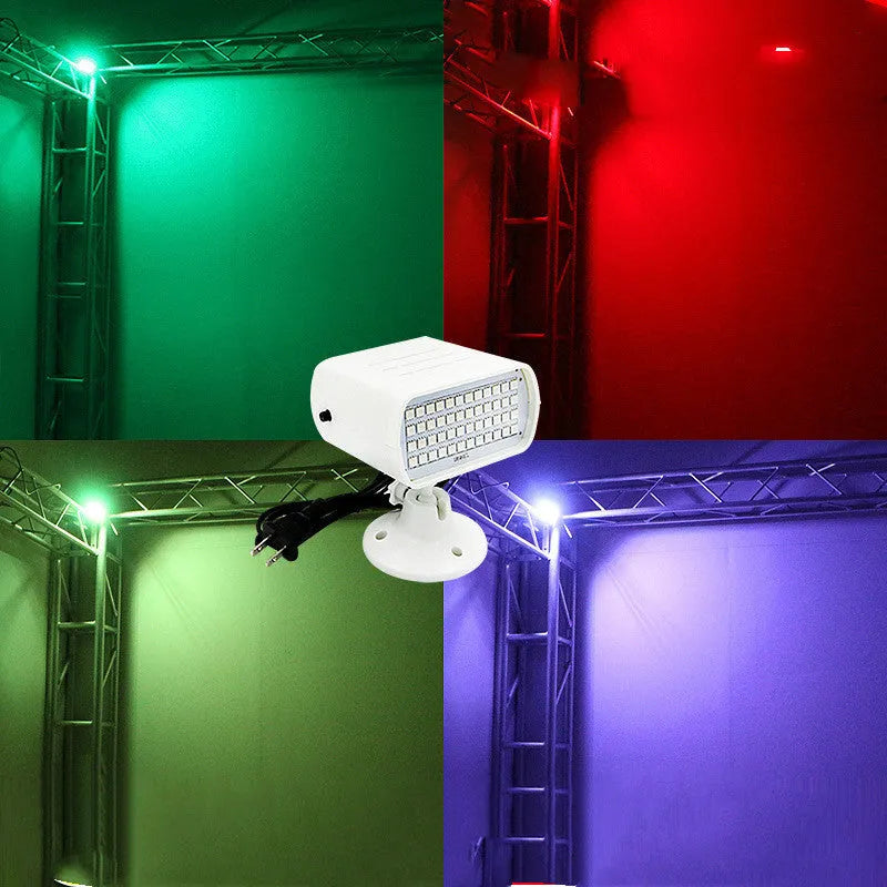 Compact white 48 LED professional strobe light for stage and club sound-activated flashing.
