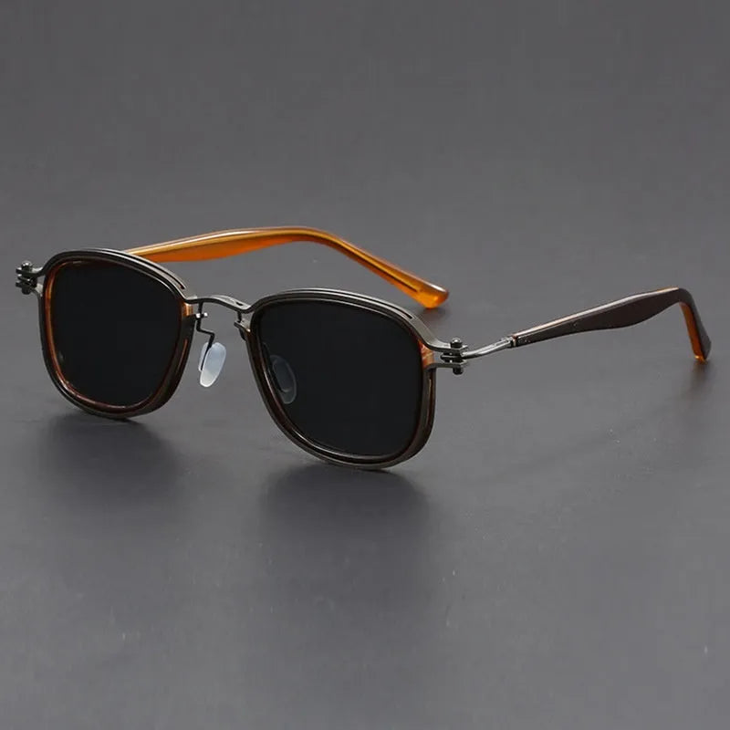 Retro-style square frame sunglasses with metal and plastic construction in a two-tone colour option.