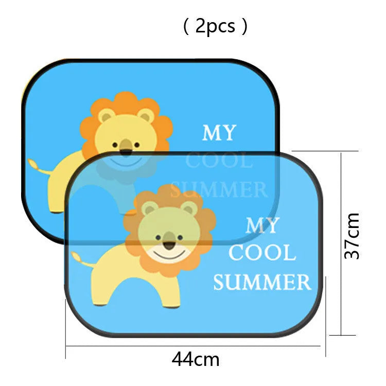 Pair of electrostatic car side window sunshades with animal design on nylon mesh