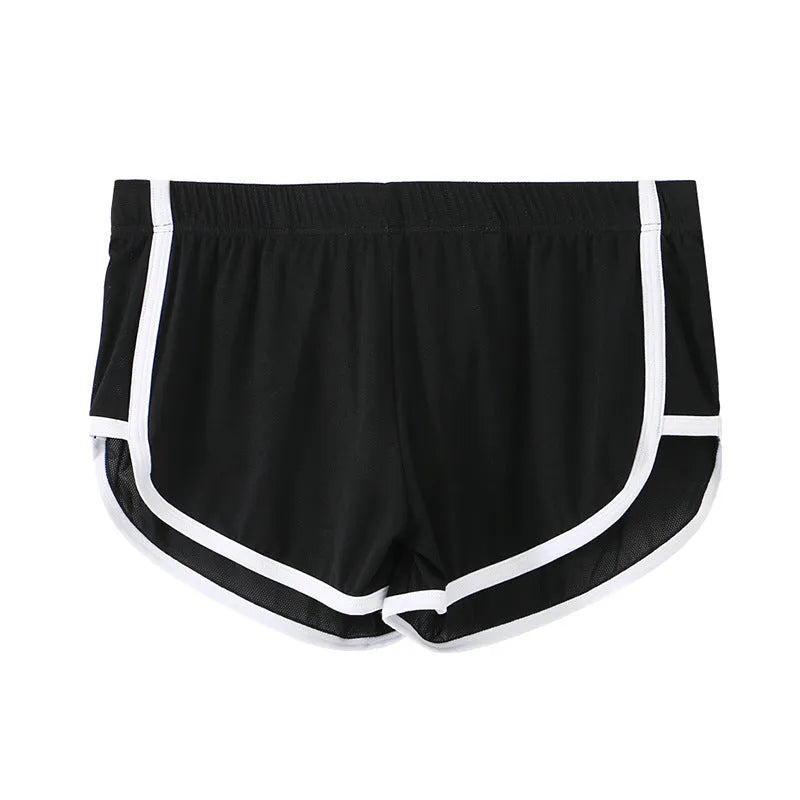 Men's low-waist ice silk boxers with mesh panels in multiple colour options