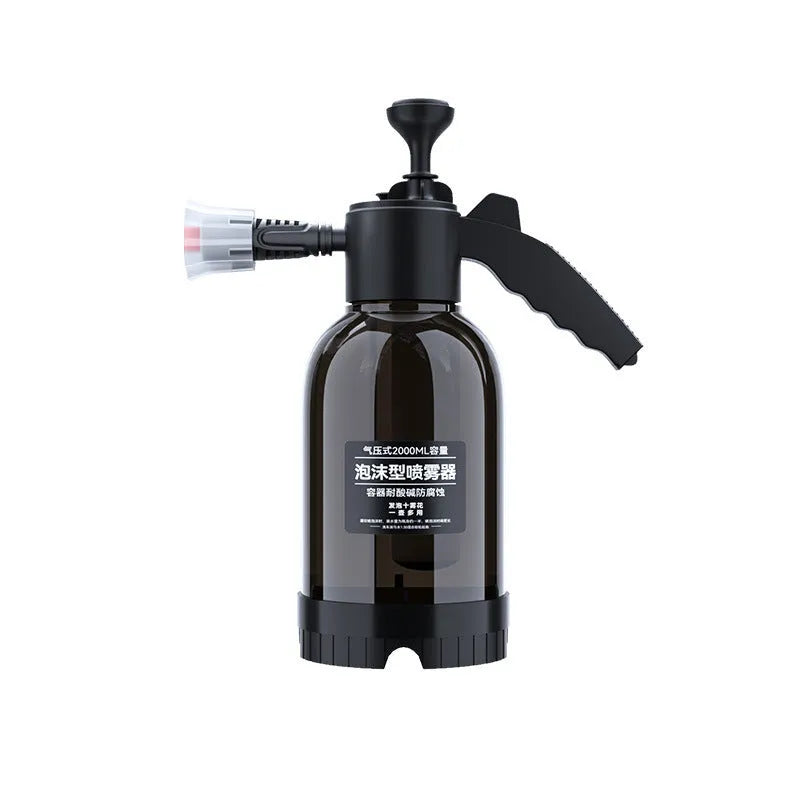 Black hand-held foam sprayer watering can with 2L capacity and aluminium oxide tie rod
