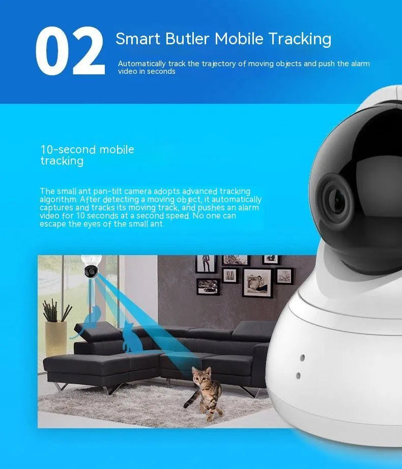 White wireless WiFi surveillance camera with 360-degree HD night vision and wall mount