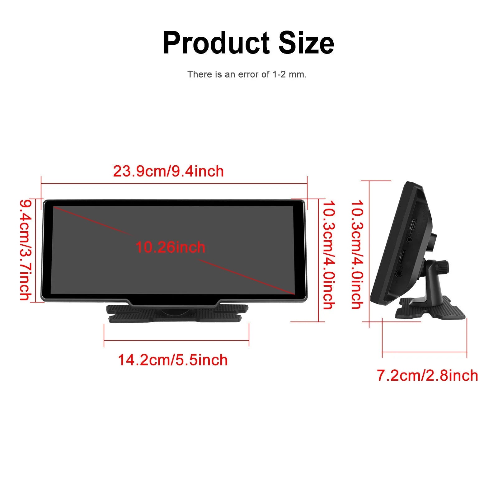 10.26-inch vehicle DVR system with rear view camera and smartphone connectivity