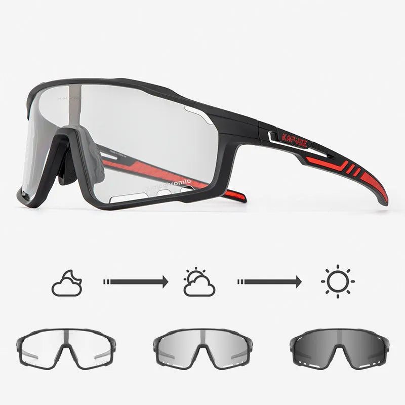 TR90 semi-rimless cycling sunglasses with photochromic lens in multiple colour options