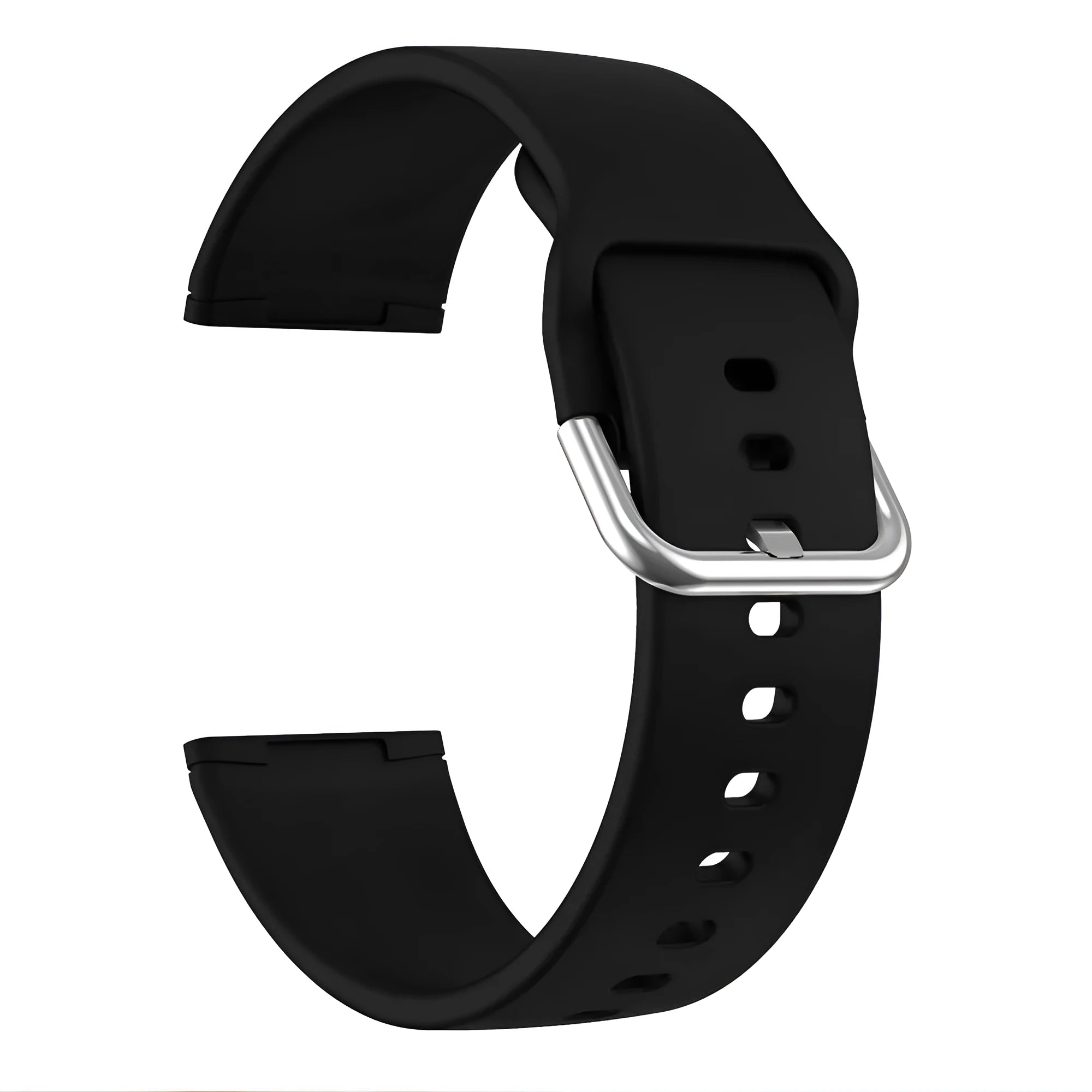 Solid colour silicone strap with silver buckle for Fitbit Versa 3 and Sense 2 watches