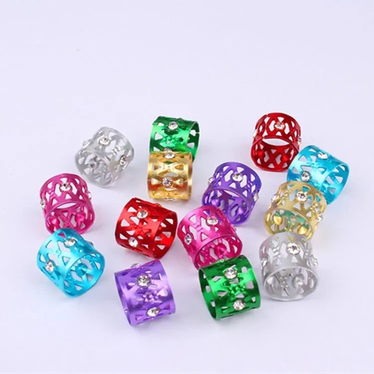 Aluminium hair ring wig decoration with jewel design in multiple colour options