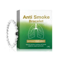 Close-up of a women's synthetic turquoise smoke prevention bracelet with a visible clasp.