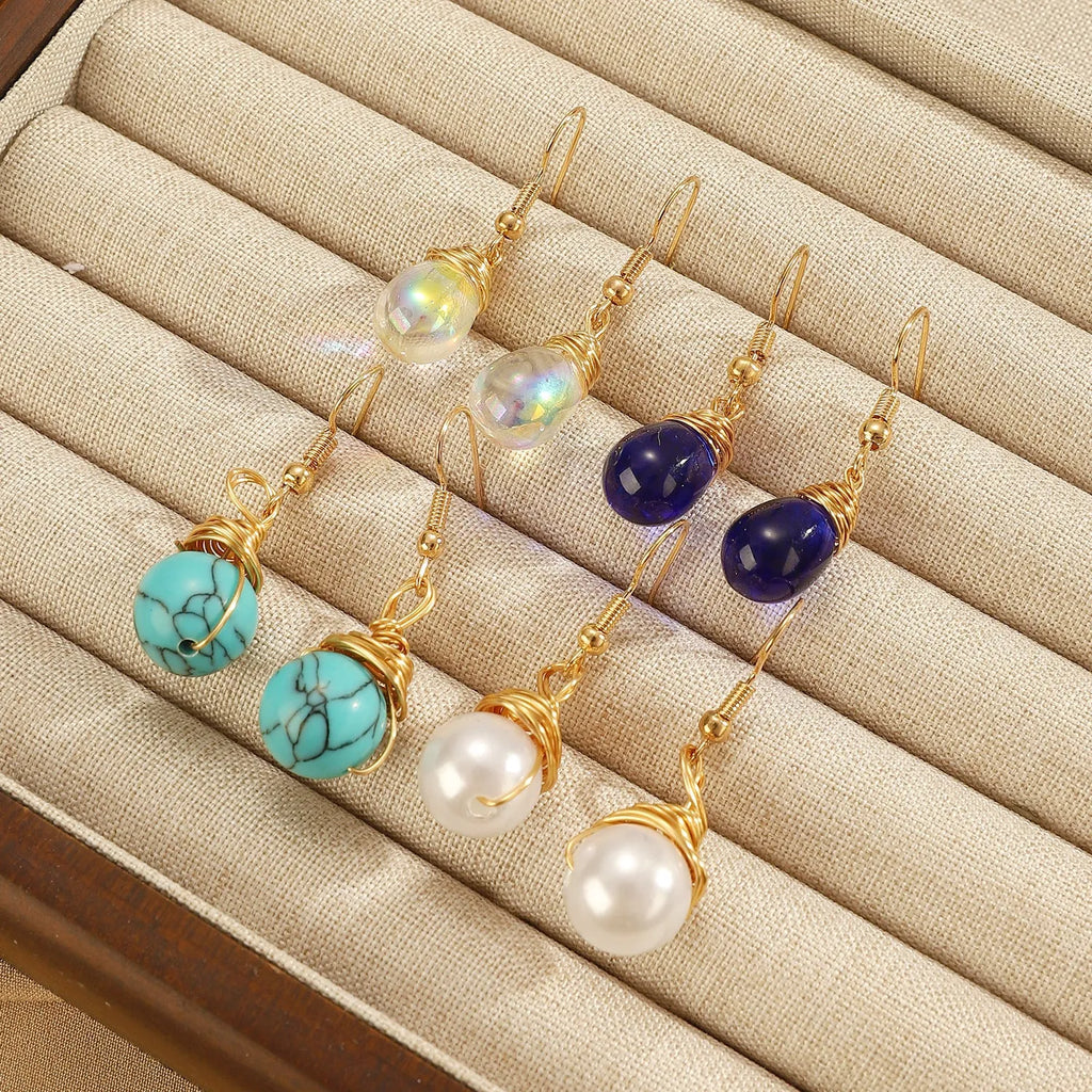 Retro droplet lantern earrings in teardrop shape, alloy with electroplated finish, colour option ZZ013