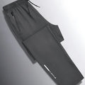 Men's black spring loose flat straight-leg casual sweatpants made from thick silk blend fabric