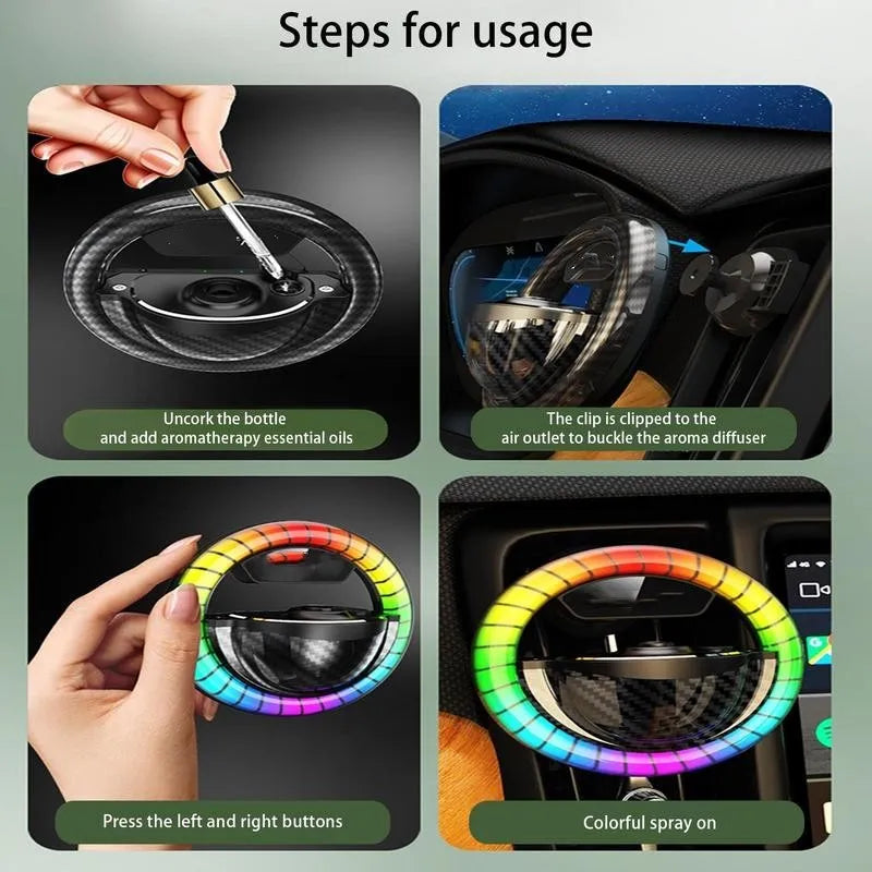 Compact black aromatherapy diffuser LED lamp with round perfume seat and Type-C USB cable