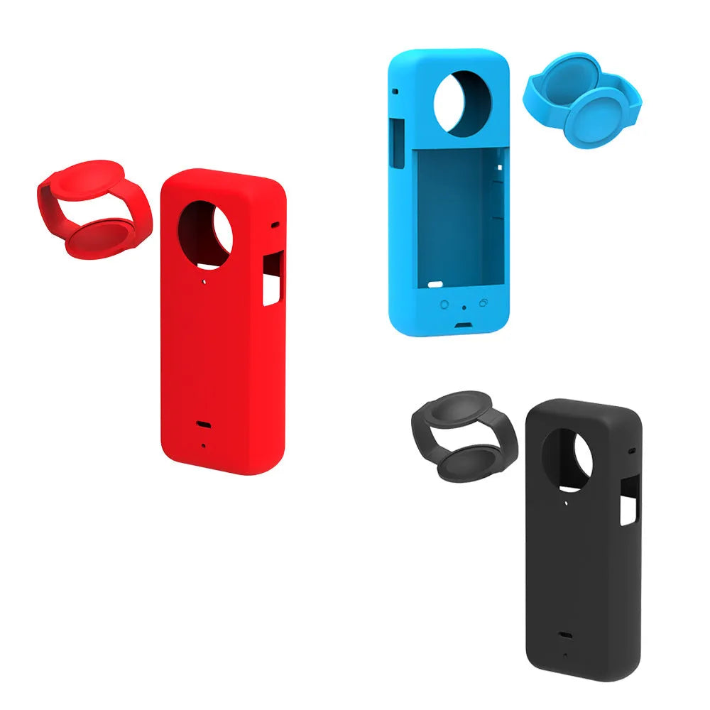 Insta360 ONE X3 silicone lens protective case in black blue and red 4.9x2.5x11.6 cm