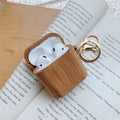 Wood grain clamshell earphone cover for AirPods 1st and 2nd generation in carbonized bamboo colour