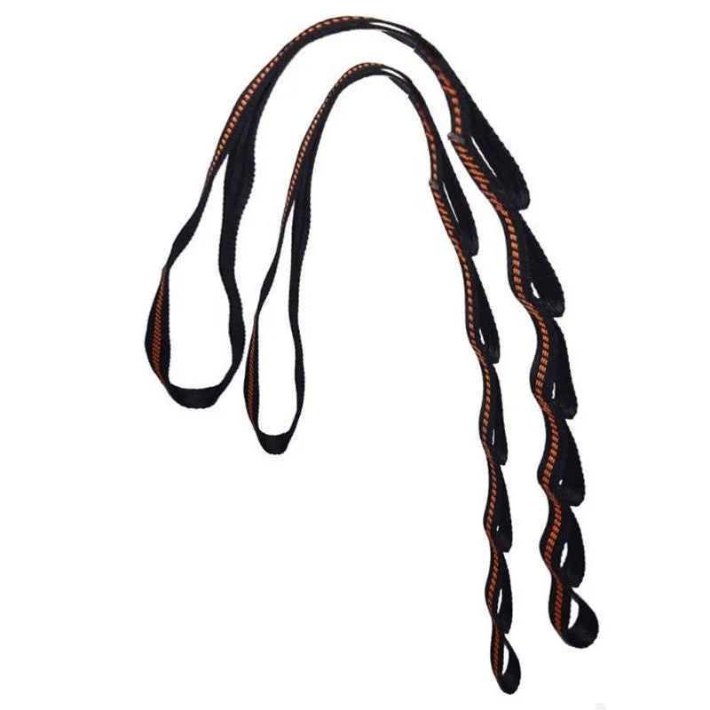2pcs polyester hammock straps with 6 loops each, 1m length, 2.5cm width, rated 300kg