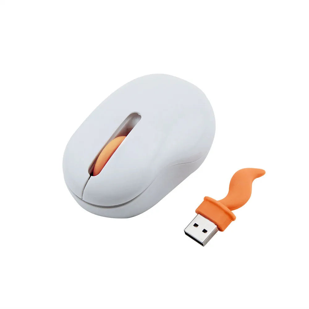 Pink wireless silent mouse with compact design and USB receiver for laptop use