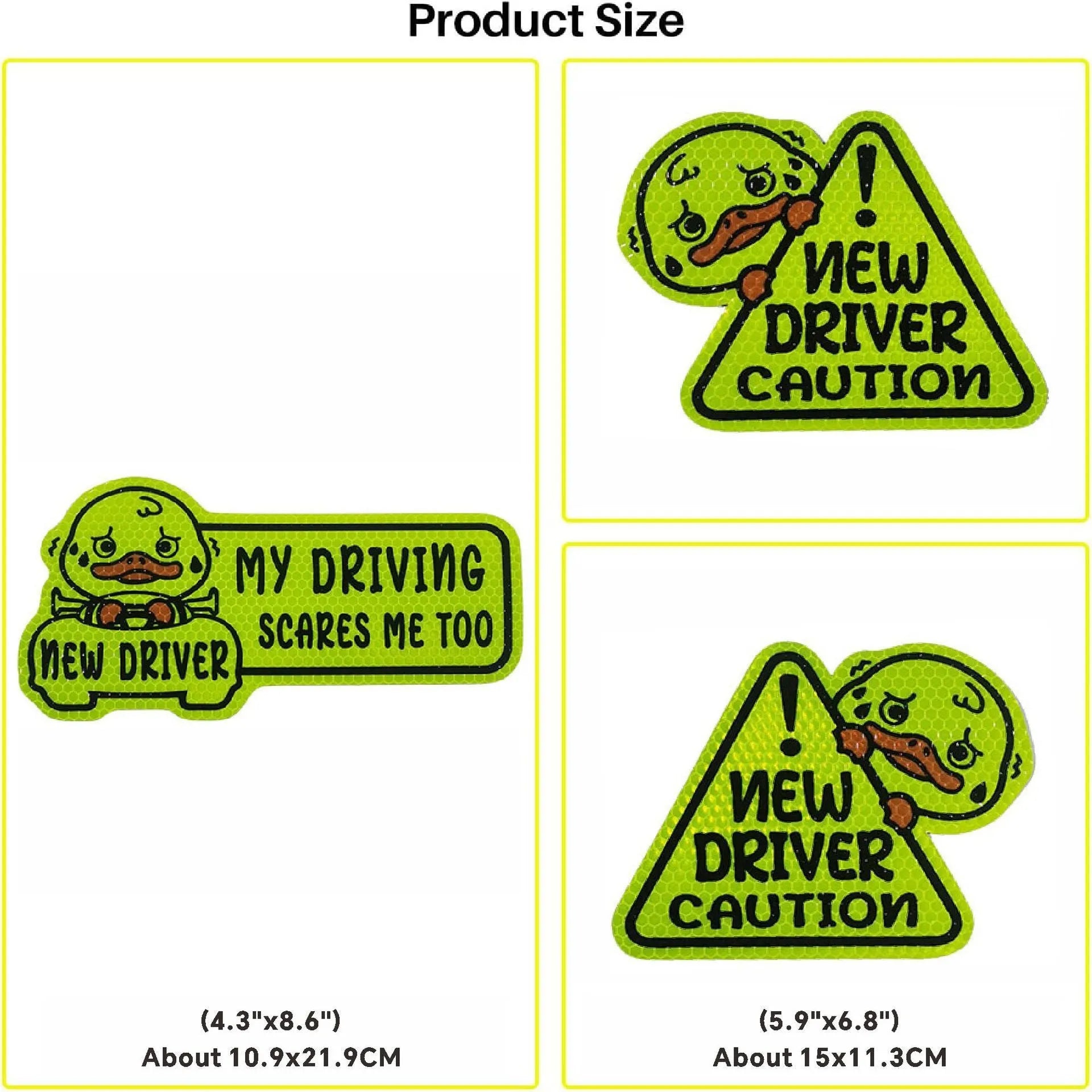 Set of three magnetic reflective stickers with cat, duck, and panda designs for bikes and scooters.
