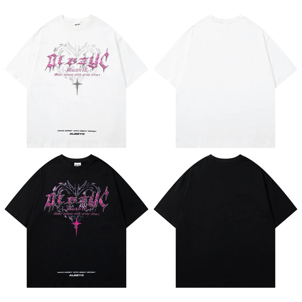 Men's cotton t-shirt with retro print design in loose fit style