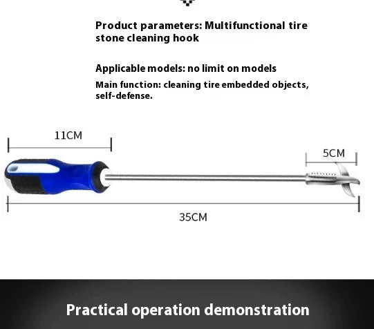 Portable alloy car tyre cleaning tool set with Phillips screwdriver and valve cleaner in long style