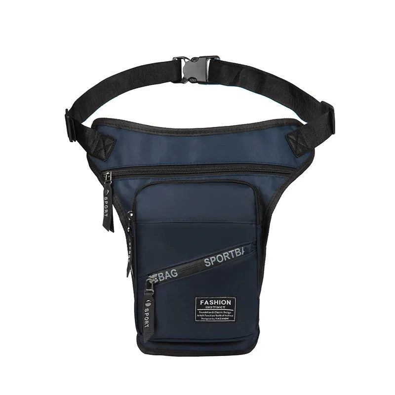 Black nylon cycling leg crossbody bag with adjustable straps for male cyclists