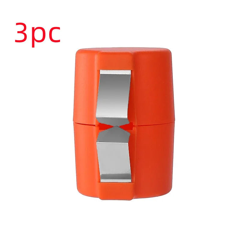 Kitchen egg shell opener and beater tool in orange red, pink or yellow colour weighing 35g