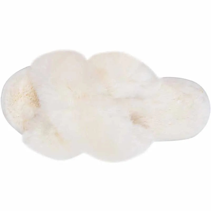 Women's beige faux fur cross-top slippers with suede upper and TPR sole on a wooden floor