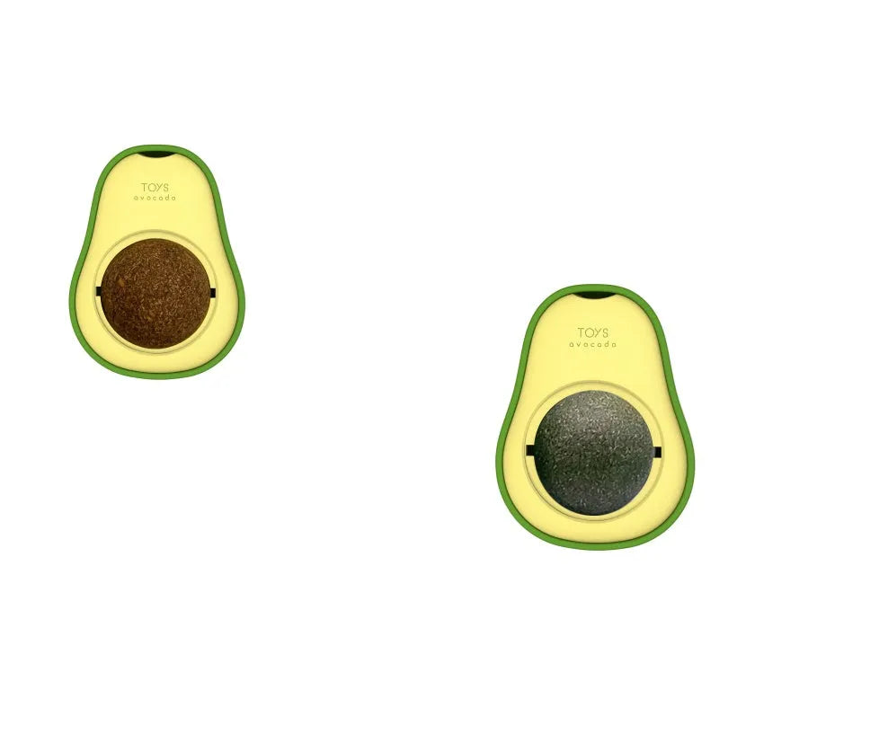Avocado cat mint multifunctional catnip toy with 360 rotating self-healing design, 27mm ABS sphere, green and white colour