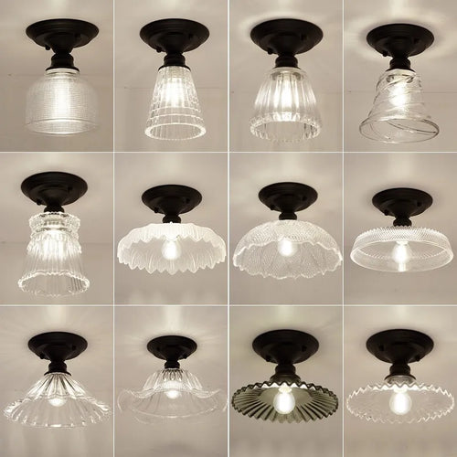 American retro single-head lamp with glass cover for hallway and balcony lighting