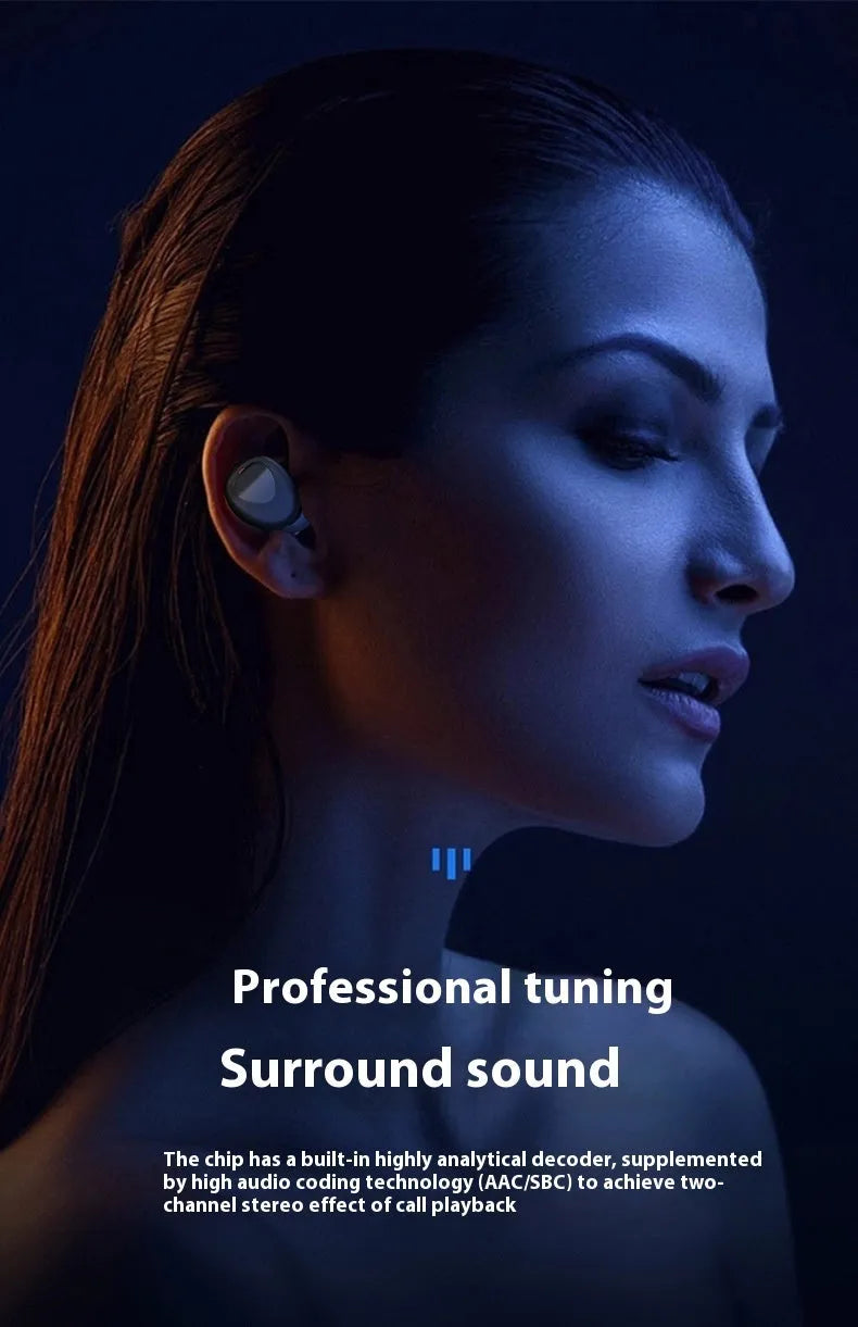 Bluetooth TWS sports mini wireless headset in black boxed finish with earplug fit and ABS casing