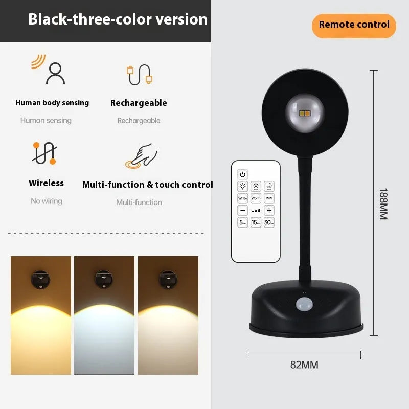 Rechargeable wireless wall spotlight with geometric design and remote control