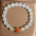 Blue agate crystal bracelet with colourful lucky beads in Japanese Korean style for women